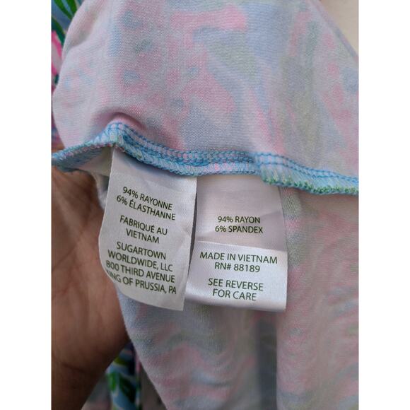 LILLY PULITZER Dress Annalise V-Neck Frenchy Blue Turtley In Love Size L NWOT - Picture 9 of 11